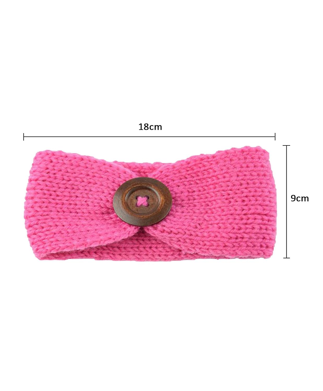 El Regalo Baby Woolen Knitting Infant Button Headbands Turban Head Wrap Knotted Hair Band for Girls & Boys (Pink)