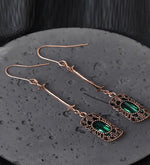 El Regalo Vintage Revival Emerald Green Dangle Earrings for Women- Octagon Simulated Emerald Cubic Zirconia Drop Earrings Wedding Banquets Jewelry