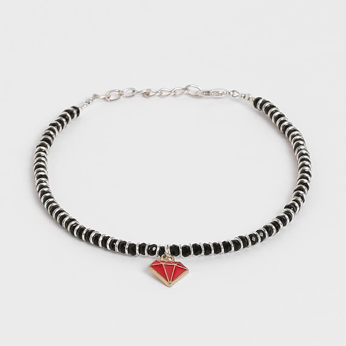 El Regalo 1 Leg Nazaria Charms Anklet - 1 PC Nazarbattu, Nazaria Fashion Anklets with Enameled Charms- Hamsa Hand, Star, Diamond for Women & Girls (Red Diamond Anklet)