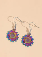 El Regalo Vintage Sunflower Earrings- Bohemian Sunflower Hook Earrings for Girls & Women (Rainbow)