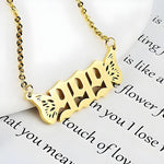 El Regalo Small Butterfly Wings Angel Number Necklace- Stainless Steel, Anti Tarnish, Angel Number Numerology Jewelry for Women & Girls (Angel Number 999)