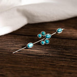 El Regalo 2PCs Turquoise Ear Wrap Crawler Hook Stud Earrings for Women Girls- Long Bar Piercing Ear Cuffs Boho/Bohemian Statement Earrings (Style-1)