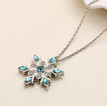 El Regalo Classy Snowflake Frozn Ocean Blue Necklace for Girls & Women | Frozn Snowflake Pendant Necklace