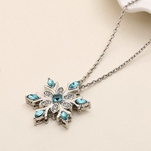 El Regalo Classy Snowflake Frozn Ocean Blue Necklace for Girls & Women | Frozn Snowflake Pendant Necklace