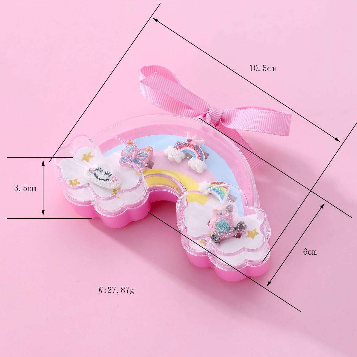 El Regalo 5PCs Kids Rings Set- Little Girl Adjustable Rings Gift Combo Pack with Shell/Rainbow Shape Box- Jewelry Gifts for Girls Kids (Rings Rainbow Gift Box)