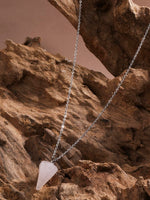El Regalo 1PC Natural Stones Pointed Pendulum Unisex Pendant Necklace- Natural Healing Stones Peandant Chain Necklaces- Reiki healing/Feng shui (Pink Rose Quartz)