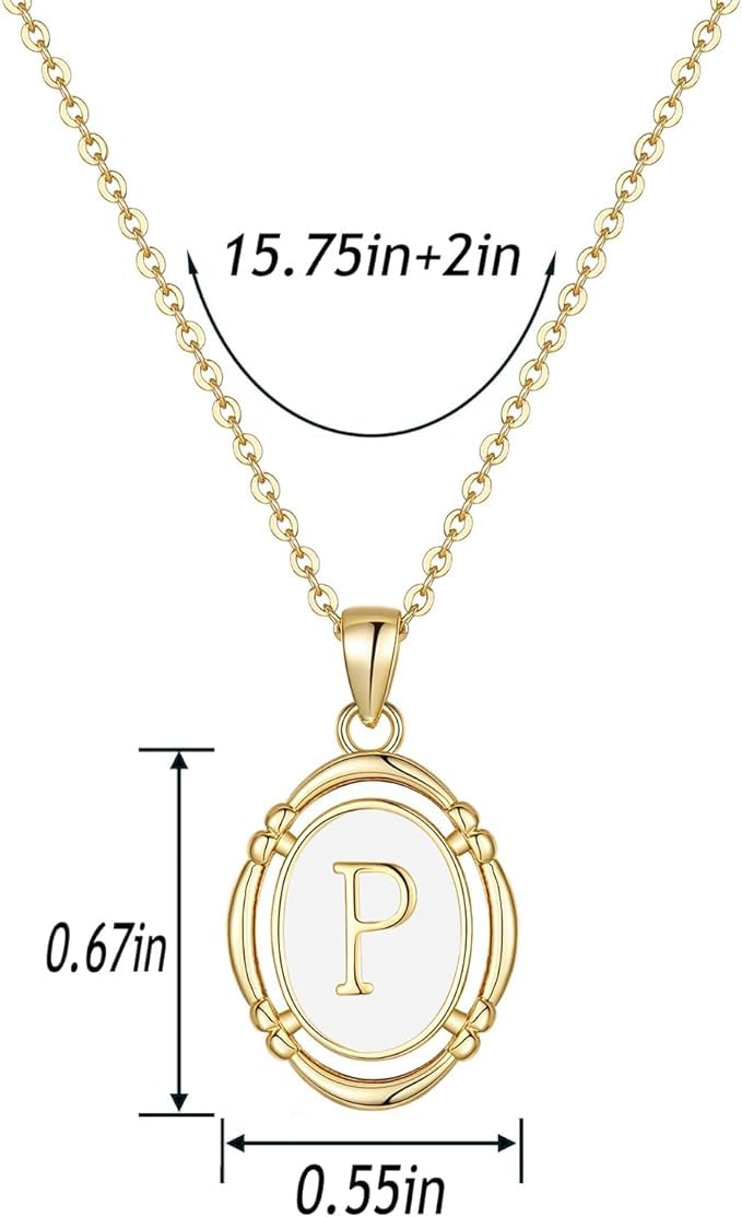 El Regalo Unisex-Adult Vintage Style Waterproof Name Initial Letters Pendant Necklaces - Stainless Steel Golden Initials Jewelry - Hypoallergenic Letters Pendant Chain (Letter P)