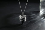 El Regalo Goth Gothic Viking Dragon Crystal Pendant Necklace for Men & Boys | Dragon Wing Necklace | Punk Biker Fantasy Statement Jewelry (Black)