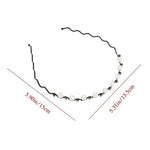 El Regalo Womens & Girls 3 Pcs Pearls Reheinstnes Hairbands Set- 3Pcs Wave Shape Headbands Pearls Rhinestones Inalid Fashion Hair Bands
