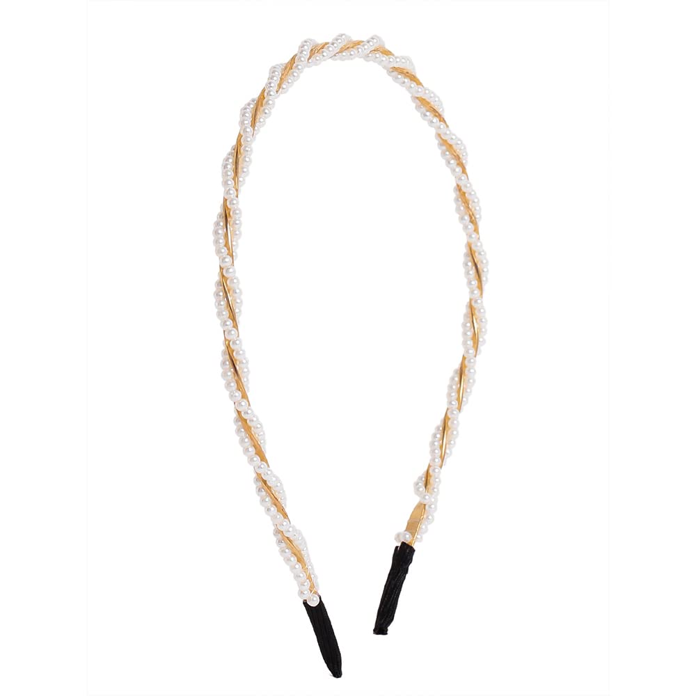 El Regalo Pearl Beads Decoration Hair Band Headband for Kids, Girls and Women | Bridal Party Pearls Hairbands (2 Layers Stylish Pearls Hairbands)