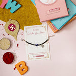 El Regalo 1st Rakhi for Baby Brother - 925Silver Plated Cute Charms Evil Eye Nazaria Rakhi with shagun, Rakhi Message Card in Rakhi Gift Box for Kids/Babies/Toddlers (OM Evil Eye Nazaria Rakhi)