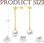 El Regalo Minimalist Pearl Tassel Earrings for Women | Elegant Chain Drop Earrings | Indo Western Style Dangle Pearl Earrings (Style-1)