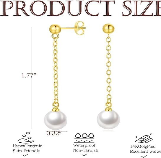 El Regalo Minimalist Pearl Tassel Earrings for Women | Elegant Chain Drop Earrings | Indo Western Style Dangle Pearl Earrings (Style-1)