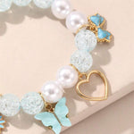 El Regalo 1PC Butterfly, Love Heart, Bow, Flower Charms Crystals Beads Bracelet for Girls - Fashion Bracelets for Girls/Women (Light Blue)