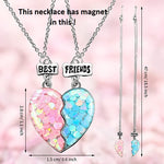 El Regalo BFF 2PCs-Split Magnetic Matching Best Friends Forever Pendant Necklaces Set- Rainbow Hearts, Mermaid Shell, Unicorns, Butterflies Pendant Friendshi (Magnetic Mermaid Heart) For Unisex Adult