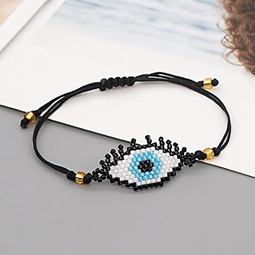 El Regalo 2PCs Evil Eye Rakhi Set for Brother/Sister-in-Law Japanese Miyuki Seed Beads Lucky Rakhis for Bhaiya & Bhabhi Handmade 100% Authentic Japanese Miyuki Seed Beads