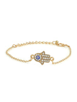 El Regalo 1 PC Hamsa Hand Evil Eyes Chain Bracelet - Fancy Evil Eye Hamsa Hand Chain Bracelet (Golden Hamsa Hand)