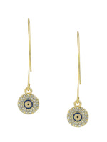 El Regalo Zircon Evil Eye Long Fish Hook Golden Earrings for Girls & Women - Evil Eye Earrings for Girls & Women