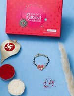 El Regalo Cute Evil Eye Nazaria Bracelet Rakhi for Babies/Kids with Roli Chawal, Rakhi Message card in Rakhi Gift Box- Baby Nazaria Rakhi (Heart Evil Eye Nazaria Rakhi)