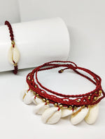 El Regalo Womens Rakhi Set for Bhaiya & Bhabhi Natural Cowrie Rakhi Set for Brother & Sister-in-Law Charm (Red & White)
