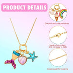 El Regalo 1 PC Kids Enamel Charms Pendant Necklaces For Girls/Teens- Unicorn Rainbow Mermaid Love Heart Starfish Shell Star Pendants Play Necklace Jewelry (Mermaid Star Heart Necklace)