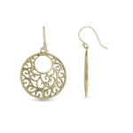 El Regalo Round Metallic Gold Medallion Filigree Statement Earrings for Girls & Women