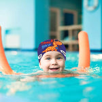 El Regalo 2 PCs Swim Cap Kids/Toddlers, Comfortable Breathable Polyester Fabric Swimming Caps Cute Cartoon Dolphin, Shark, Owl, Mermaid Fairy, Unicorn, Giraffe Swim Caps (Dinosaur & Blue Owl)