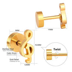 El Regalo Musical Notes Treble Clef Tiny Stud/Music Symbol Earrings for Kids, Girls & women (Golden)
