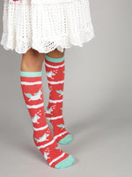 El Regalo 1 Pair Cute & Soft Fun Cartoon Animal Printed Funky Socks for Kids/Cute Animal Cartoon Print Lovely Combed Cotton High Knee Socks (3-8 Years) (Red Unicorn)