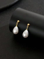 El Regalo Elegant Teardrop Faux Pearl Drop Earrings for Women & Girls - High-Luster Synthetic Pearl Jewelry in 18K Gold & Silver Finish | Cute & Fancy Pearls Earrings (Gold)