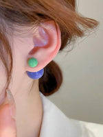 El Regalo 1 Pair Candy Colors 2 Way Beads Earrings- Front-Back Color Clossy Beads Contemporary Earrings for Girls & Women (Pastel Blue)