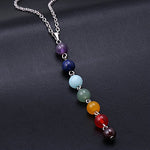 El Regalo Women & Girls 7 Color Chakra Buddha Yoga Meditation Glass Pendant Necklace (7 Chakra Beads)
