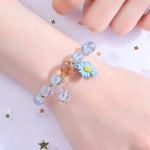 El Regalo 1PC Daisy Flower/Sunflower Crackle Beads Stretch Bracelet for Girls & Women- Fancy Floral Bracelets (Blue)
