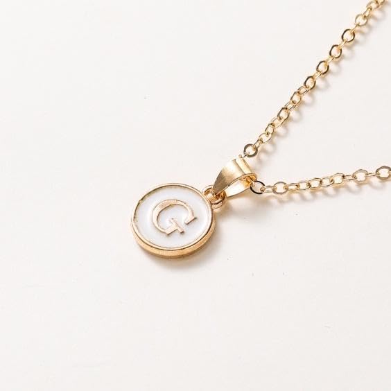 El Regalo Unisex Personalized Name Initial Letters Pendant Necklace-Enamelled Name Initials Pendant with Stainless Steel Chain (G)