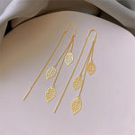 El Regalo 925 Silver Plated Flower Threader Earrings- Needle Threader Long Tassel Earrings for Girls & Women (Leaves Threader)