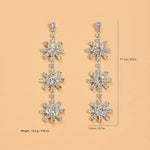 El Regalo Elegant Snowflake Crystal Dangle Earrings for Women & Girls | Long Sparkling Rhinestone Drop Earrings | Winter Christmas Party Jewellery | Festive Fashion Earrings Gift for Her