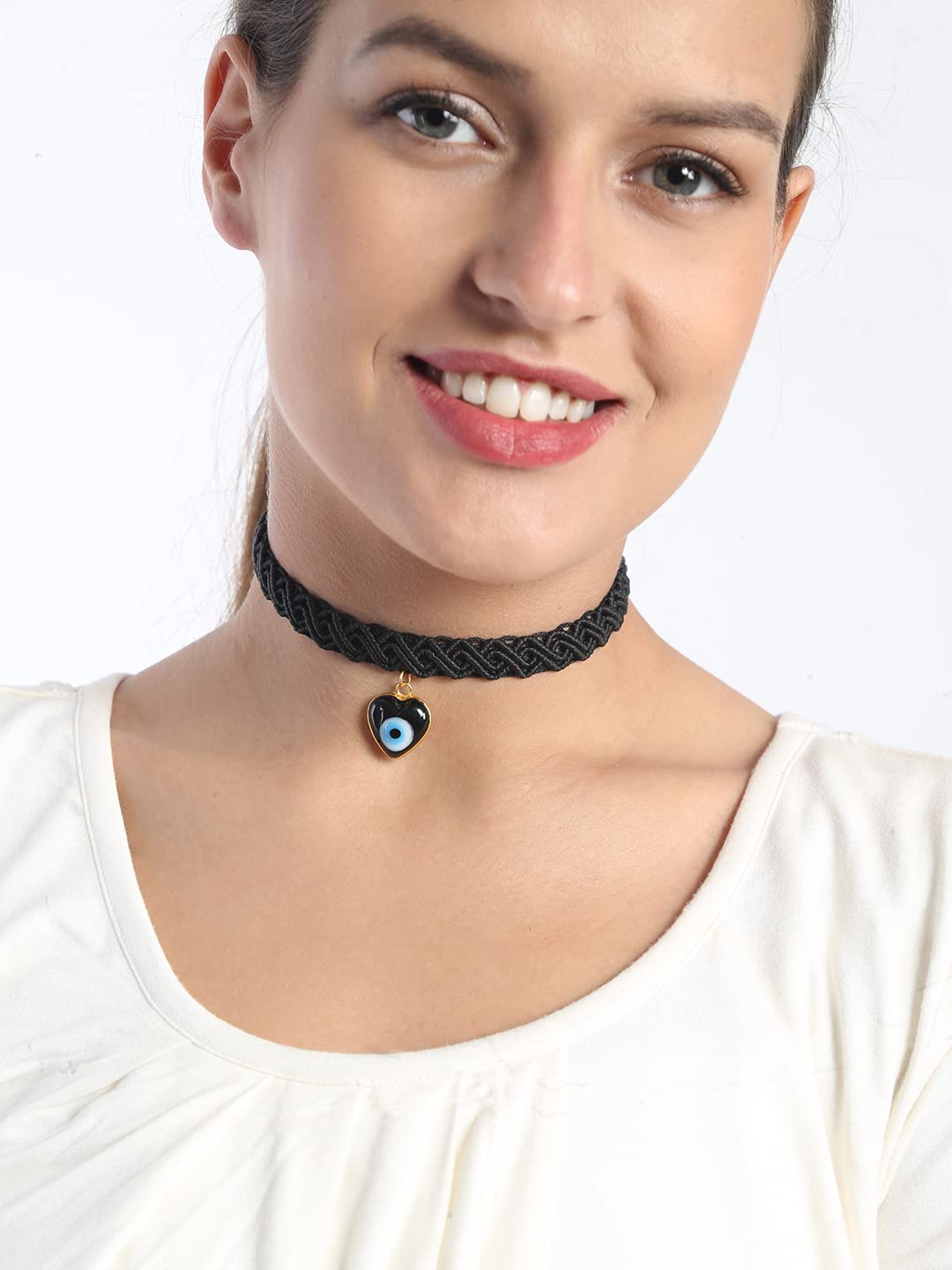 El Regalo Evil Eye Choker Necklace - Handwoven Bohemian Contemporary Evil Eye Macrame Adjustable Choker Necklace for Teen Girls & Women (Evil Eye Choker-3)