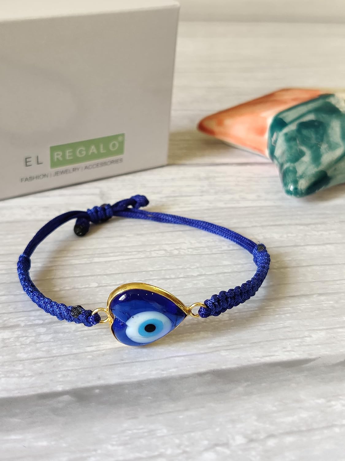 El Regalo 2 PCs Evil Eye Knotted Unisex Bracelet Combo for Kids & Adults | Macrame Bracelet Braided with Lucky Eye (6mm) to Ward Off Buri Nazar (2 Red Style-3)