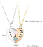 El Regalo 2PCs Big Sis/Lil Sis Magnetic Butterfly Heart Necklaces Set for Girls/Sisters/Best Friends/Soul Sisters