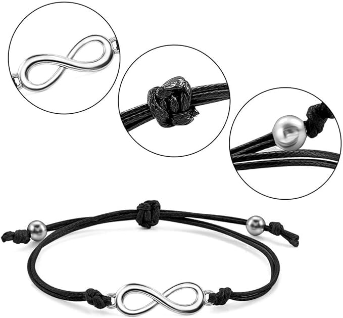 El Regalo 1 PC Infinity Charm Thread Adjustable Anklet for Girls & Women - Minimilist Infinity 1 Leg Anklet (Silver)