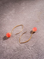 El Regalo Cute & Elegant Flower Bud Drop Long Hook Earrings- Super Elegant & Classy Gradient Color Flower Bud Earrings for Girls & Women, Contemporary Design (Fire Orange)