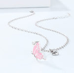 El Regalo Magnetic Butterfly BFF Necklaces for 2, Enamel Butterfly Friendship Magnetic Necklace for Teen Girls Women - Gift for Best Friends/Besties/Sisters (Pink Butterflies)