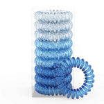 El Regalo 9 Pcs Spiral Hair Ties, No Crease Coil Ties, Phone Cord Ties for Thick Hair - Ponytail Holder Elastics for Kids/Girls/Women (Ocean Blue Shades)