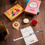 El Regalo 1 PC Designer Stainless Steel Bracelets Rakhi for Brother | 1 PC Anti Tarnish Chain Rakhi with Roli- Chanwal, Message Card in Rakhi Gift Box for Bhai/Bhaiya (Option-5)