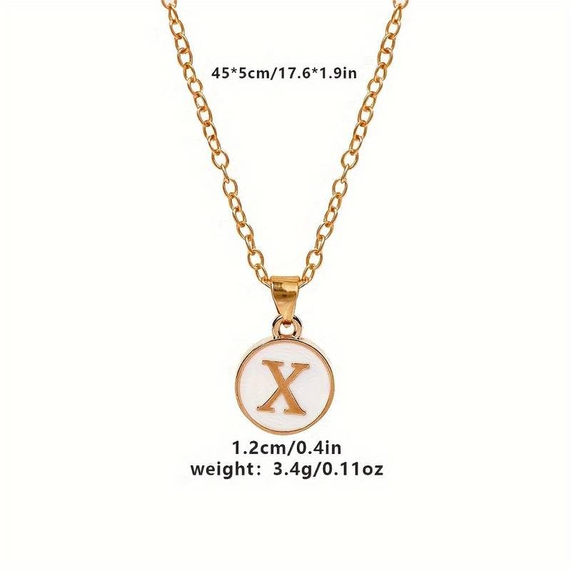 El Regalo Personalized Name Initial Letters Pendant Necklace-Enamelled Name Initials Pendant with Stainless Steel Chain (X)