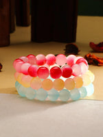 El Regalo 3PCs Beautiful Gradient Glass Beads Bracelets Set for Girls & Women (Color Options-1)