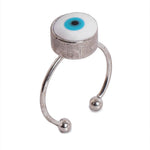 El Regalo Enameled Evil Eye Adjustable Finer Rings For Girls/Women | Fashion Evil Eye Rings (White)