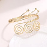 El Regalo Spiral Textured Armelet- Spiral Upper Arm Cuff Bracelet Open Upper Arm Bangle Bracelet Simple Adjustable Armband Jewelry for Women Swirl Coil Upper Arm Band Cuff Bracelet (Style-1)