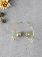 El Regalo Beautifully Handcrafted Gold Plated Brass Party Earrings- Trendy & Contemporary Stones Statement Earrings for Women (Off White)