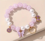 El Regalo 1PC Butterfly, Love Heart, Bow, Flower Charms Crystals Beads Bracelet for Girls - Fashion Bracelets for Girls/Women (Purple)
